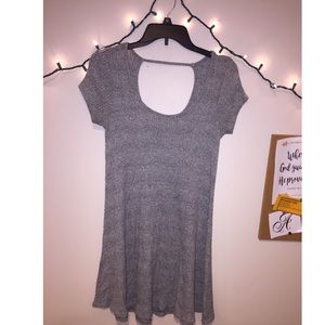 Gray Salt & Pepper Girly Chic Dress Open Back
